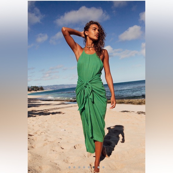 NWT free people call me midi dress XS color- fresher green - Picture 1 of 6